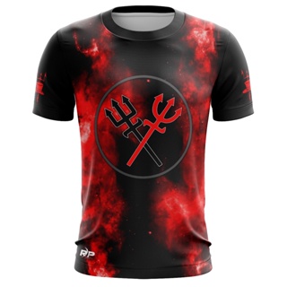 RP Styllus Exu Laroyê manchada de vermelho e preto tecido 100% Poliéster gola redonda preta em Oferta na Shopee