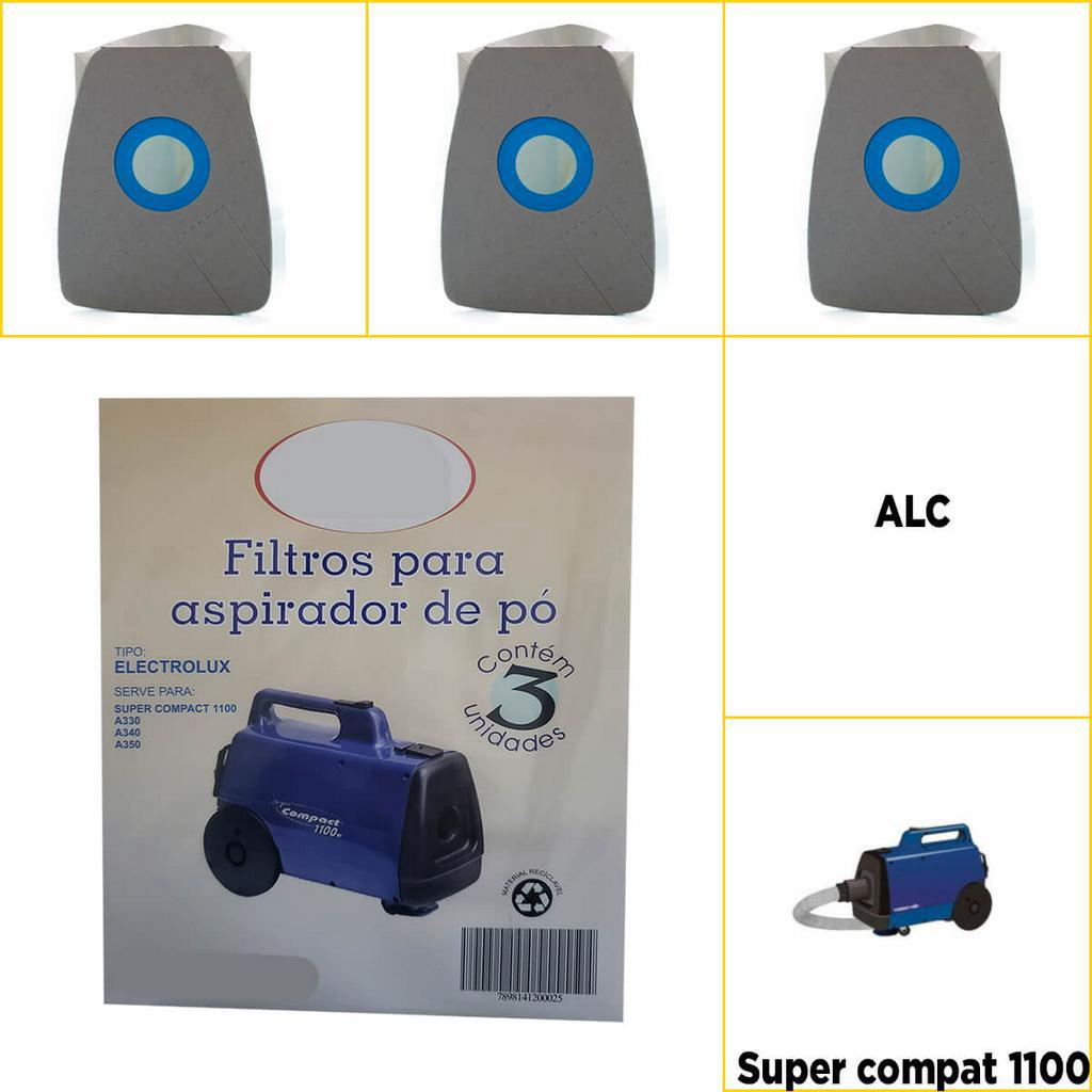 3 Sacos ALC Compatível Com Aspirador De Pó Electrolux Super Compact