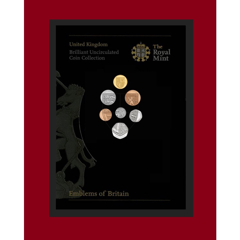 Quadro Expositor 6 Escudos Britânicos United Kingdom Uk Moedas Inglaterra