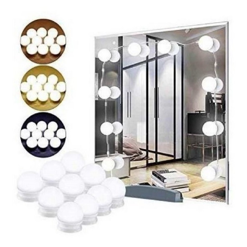 Luminária Camarim com 10 Lâmpadas Penteadeira LED Branca Espelho Cômoda