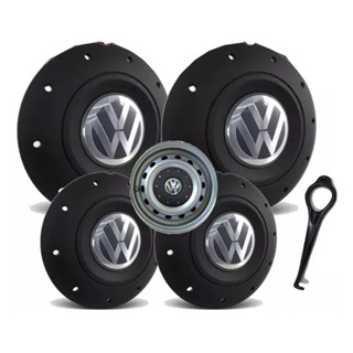 Jogo Calotas Centro P/ Roda Ferro Vw MODELO Amarok Aro 14 /15 Gol Voyage Saveiro G3 G4 G5 G6 Santana Parati + 4 Adesivos em Oferta na Shopee
