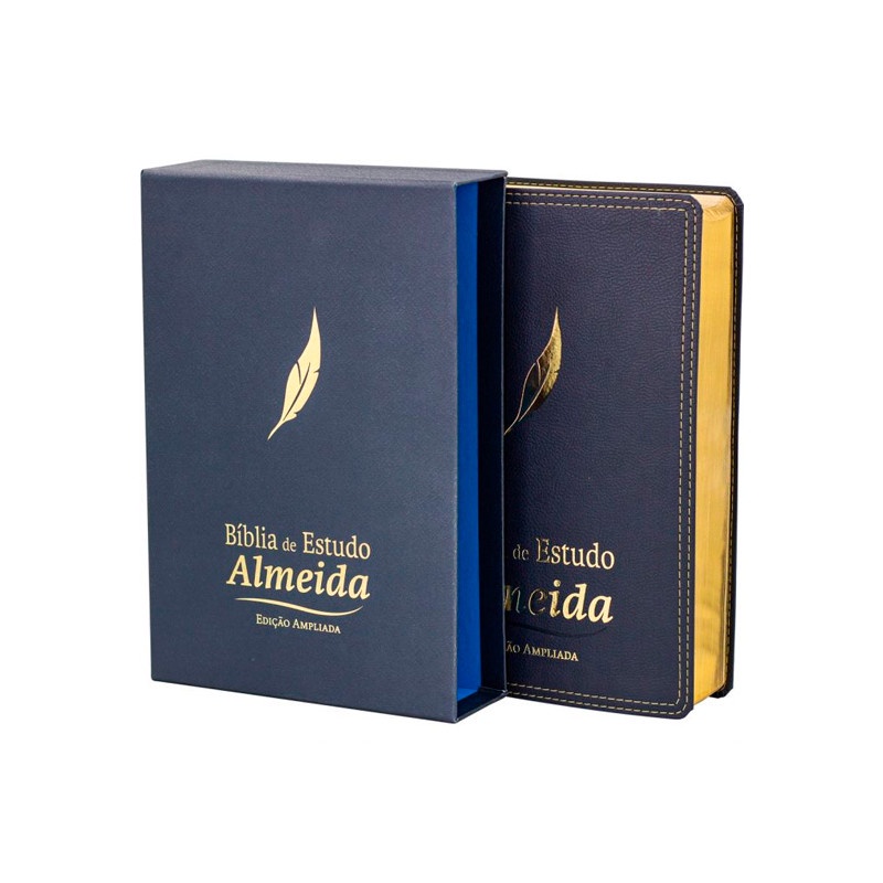 Bíblia de Estudo Almeida Edição Ampliada | Azul em Oferta na Shopee