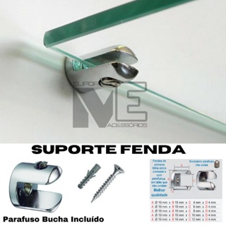 01 Suporte Tipo Fenda  para Prateleira de Vidro com Parafuso e Bucha incluido. em Oferta na Shopee