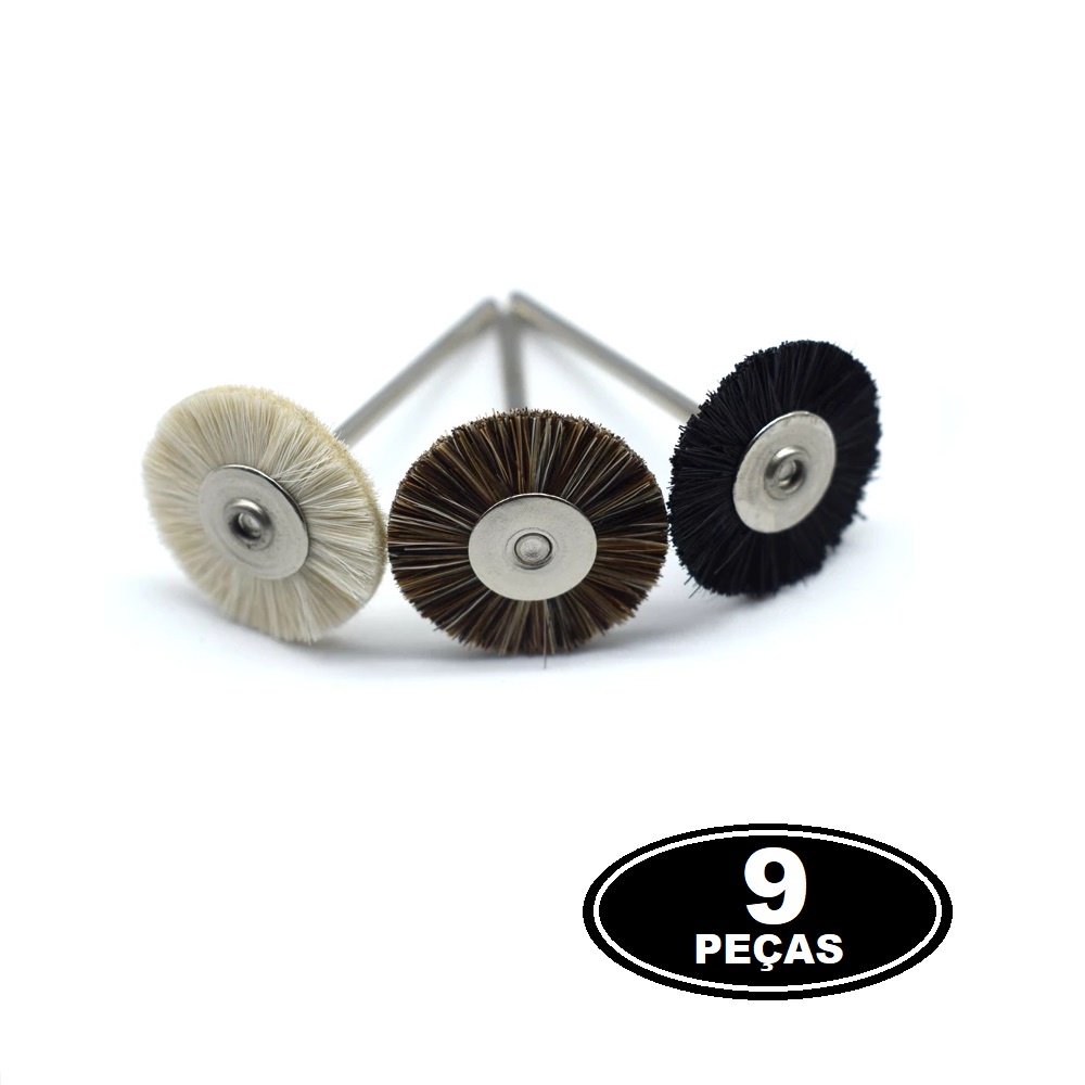 Kit 9 Escova De Cerdas Polimento P/micro Retifica Dremel