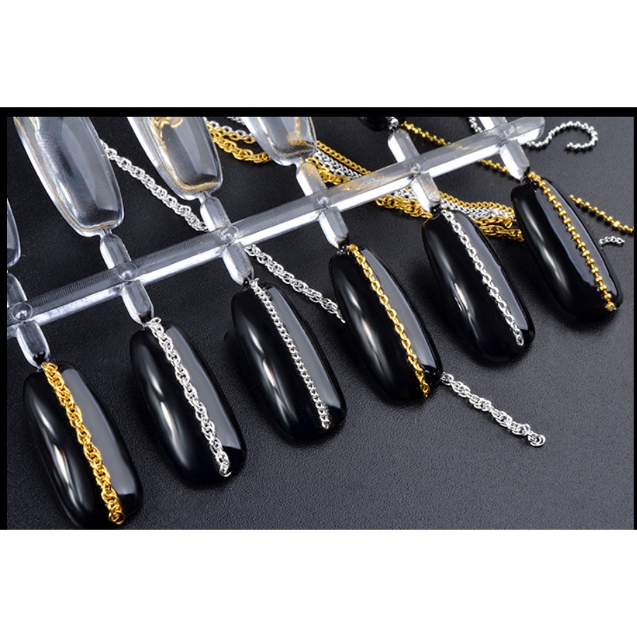 Kit 12 Jóias Corrente De Metal Dourado Com Correntes Vazadas Decoração Unhas Alongamento Nail Art Encapsulamento em Oferta na Shopee