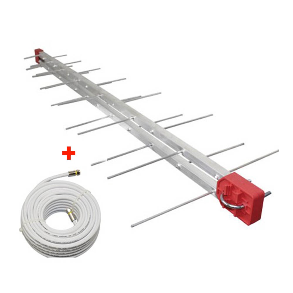 Antena Tv Digital 4K Externa Log 28 Elementos Capte e Cabo Coaxial 20m