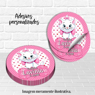 Adesivos redondos Personalizados Gatinha Marie