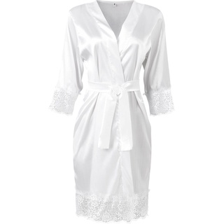 Robe Cetim Manga 3/4 Com Renda Chantilly Roupão Luxo