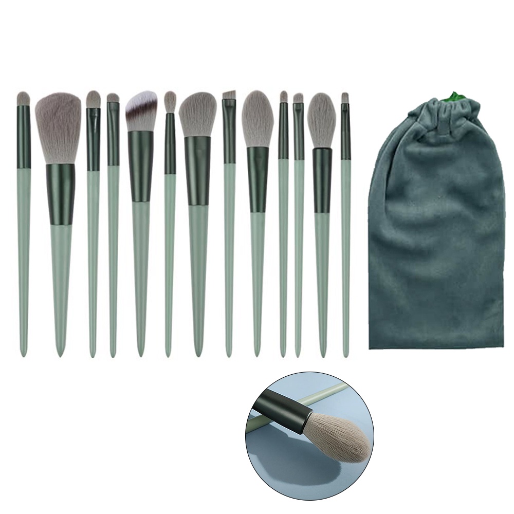 Pincel Kit 13 Peças Maquiagem Base Po Compacto Corretivo Sombra Make Up