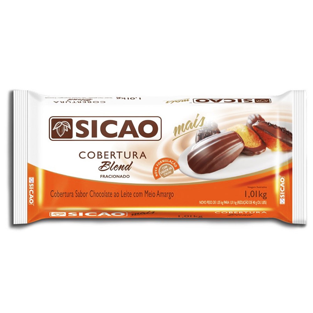 Barra Chocolate Cobertura Mais Fácil Blend 1,01kg - Sicao