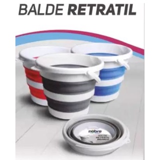 Balde Retrátil Cinza e Branco 10 Litros Super Compacto