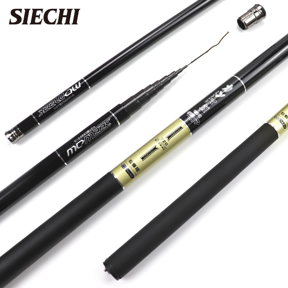 SIECHI Vara De Pesca Telescópica De Fibra De Carbono Super Leve E Dura 2.7M/3.6M/3.9M/4.5M/5.4M/6.3M/7.2M/8M/9M/10M