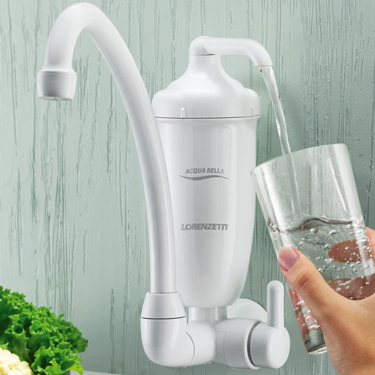 Torneira Purificador filtro de Água de PAREDE Lorenzetti Acqua Bella com filtro branco