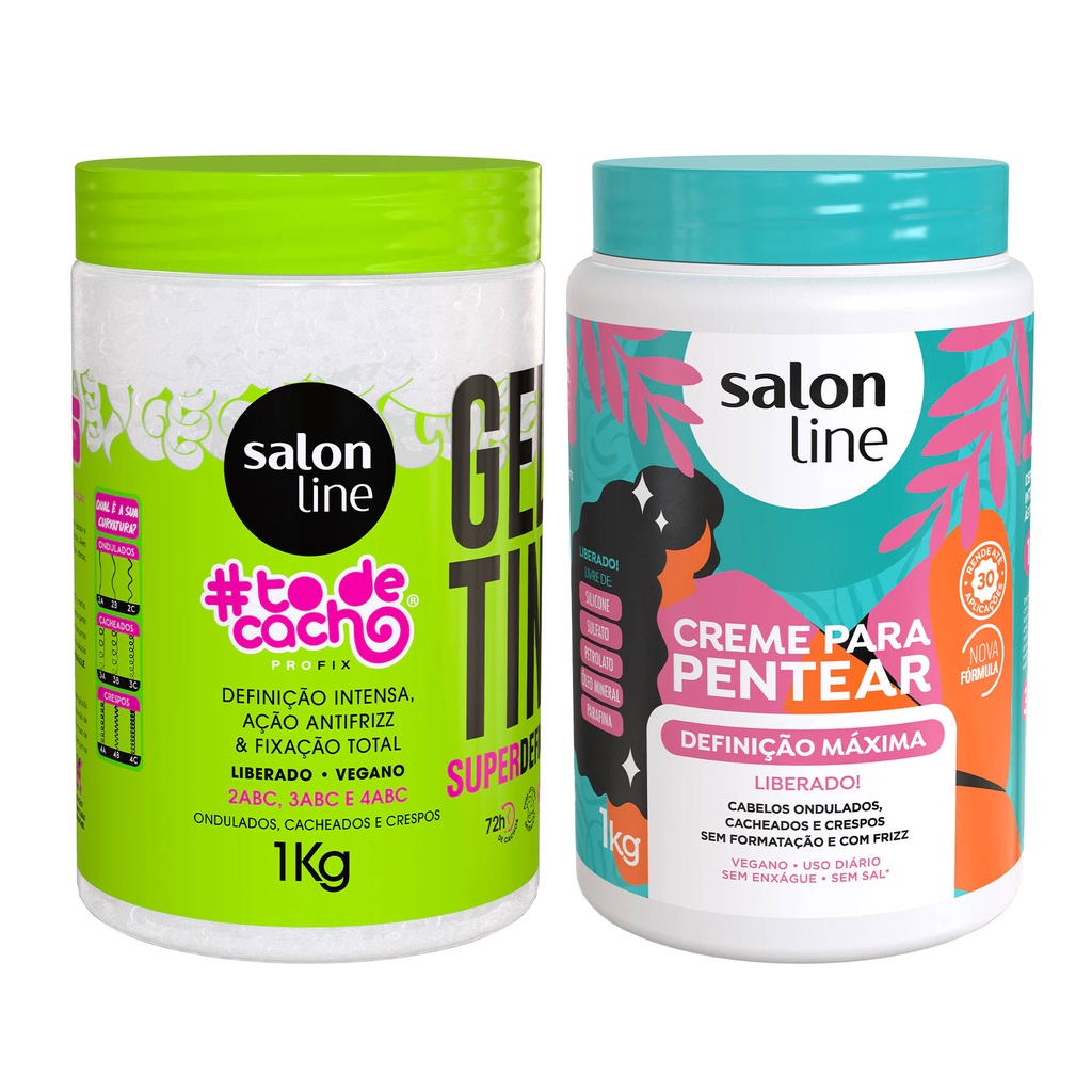 Kit Salon Line Gelatina Pra Cabelo Creme Para Pentear Maxima Definicao Modelador E Finalizador De Cachos Super Fixacao Shopee Brasil