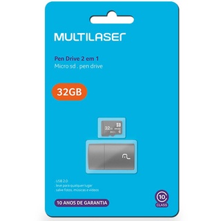 Cartão De Memória 32gb 2x1 Multilaser Classe 10 + Leitor Usb