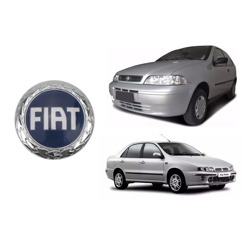 Emblema da Grade Linha Fiat Azul Palio Fire 2001 até 2006 Marea Brava Simbolo dianteiro medida 6,5cm Siena strada Week