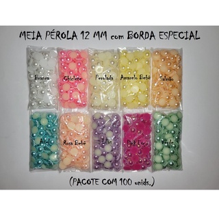 Meia Perola com Borda Especial 12mm pacotinho com 100 unidades