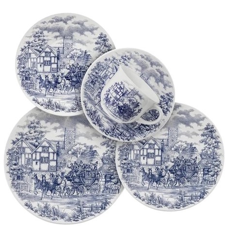 Aparelho De Jantar E Chá 20 Peças Donna Cena Inglesa Oxford Porcelanas