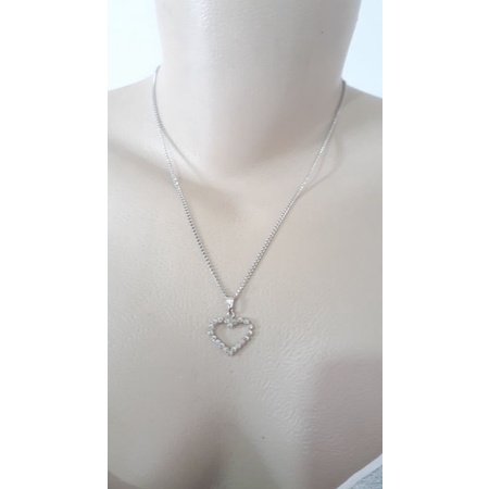 Lindo Colar Gargantilha Feminina Pingente Coração Cravejado Aço Inoxidável 316L Moda