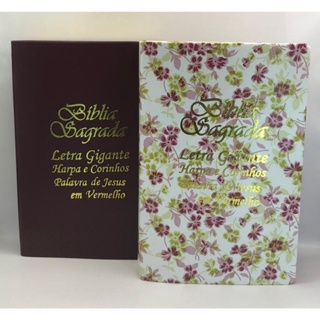 Kit com 2 Bíblias Sagrada com harpa Palavras de Jesus em Vermelho Tamanho Grande Casal 4 em Oferta na Shopee
