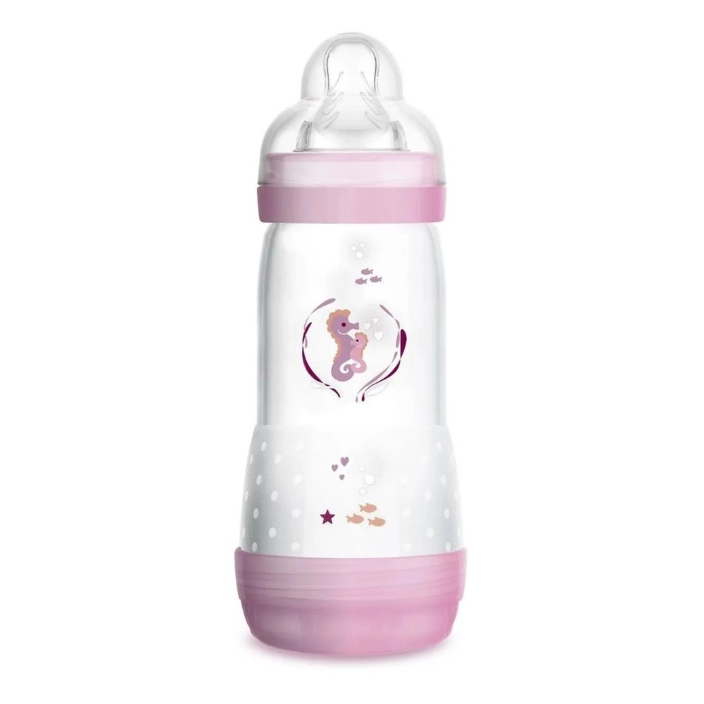 Mamadeira Easy Start Anticólica 320ml Bico 4m+ Rosa MAM em Oferta na Shopee