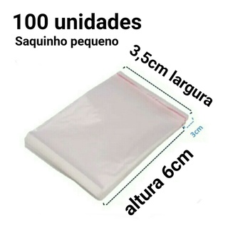 100UN Saquinho 3,5x6 Transparente Com Adesivo Aba saco p/ joias
