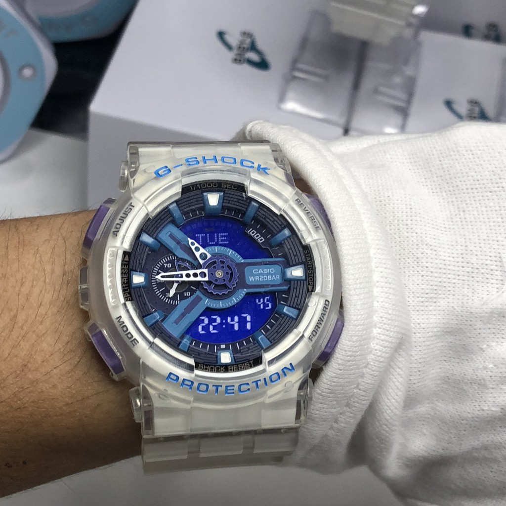 GA-110 Sports Ga110 Jelly Blue Autolight Analógico Transparente M143