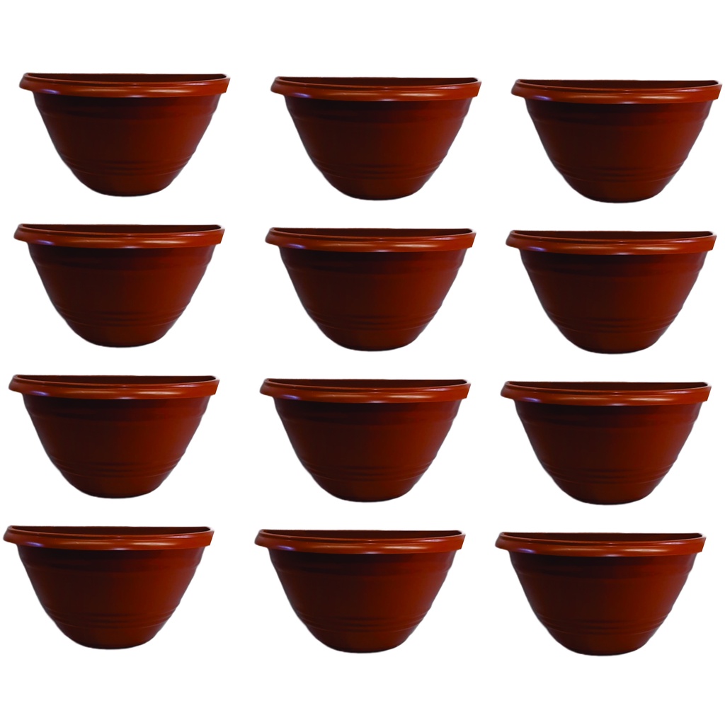 12 vasos de parede marrom 1 litro - vaso plástico jardim vertical - vasos meia lua floreira jardim vertical - jardinagem