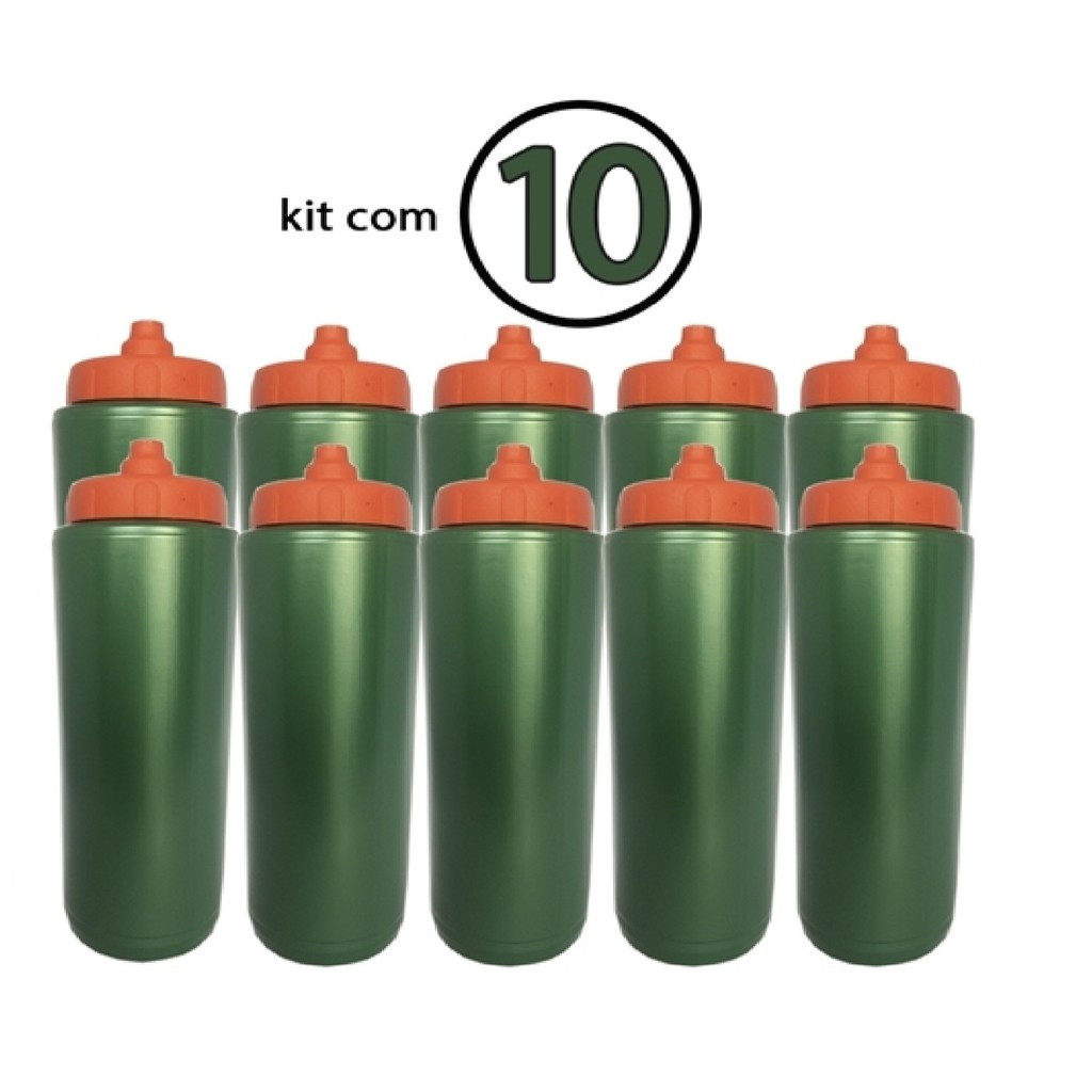 Kit com 10 Squeeze AutomaticoTipo Gatorade 1lt Rythmoon s/logo verde/laranja