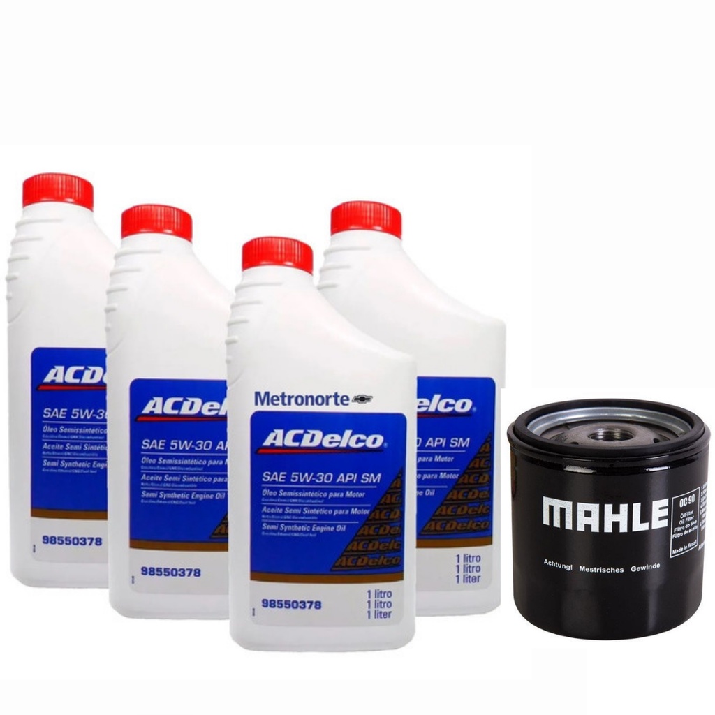 KIT TROCA DE ÓLEO 5W30 SEMISSINTÉTICO ACDELCO E OC90 - CELTA/CORSA/PRISMA/AGILE/ONIX/SPIN/COBALT/MERIVA/MONTANA