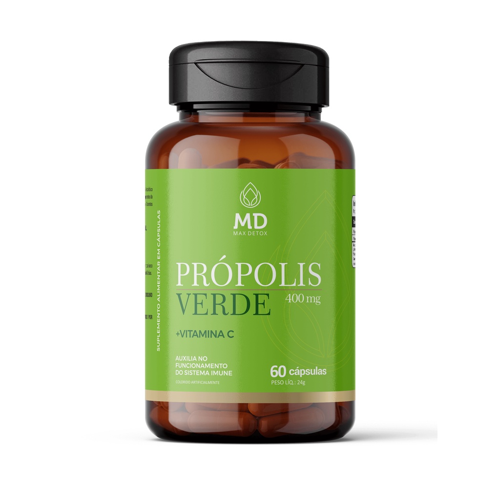 Própolis Verde 1400mg com Vitamina C 60 Cápsulas Max Detox