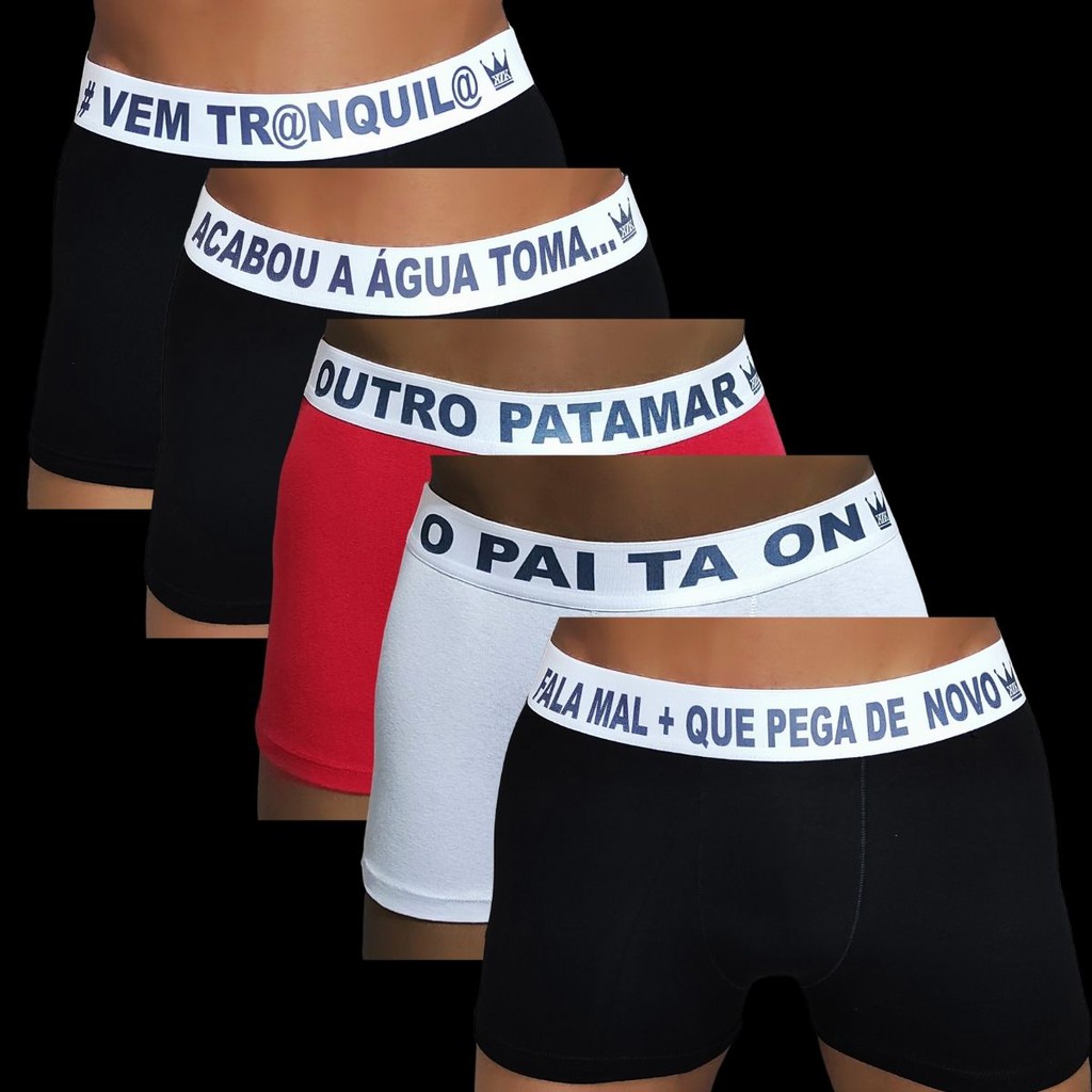 Oferta Do Dia Kit 05 Cueca Box Boxer Masculina Modelo Conforto Cuecas De Frases Modelo Exclusivo
