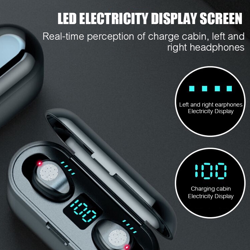 Vitog F9 TWS Fones De Ouvido Sem Fio Bluetooth Display LED Fone De Alta Qualidade Com Microfone