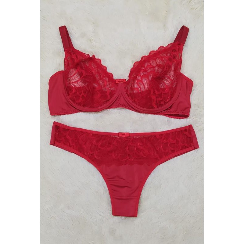 Conjunto Sutiã SEM bojo lingerie plus size 50 52 54  rendado calcinha fio dental