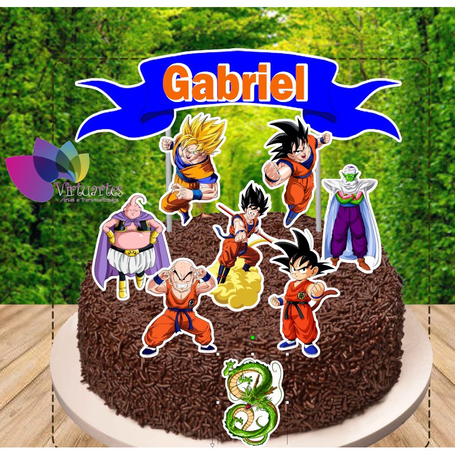 Topo de Bolo Topper de Bolo Personalizado Dragon Ball 1