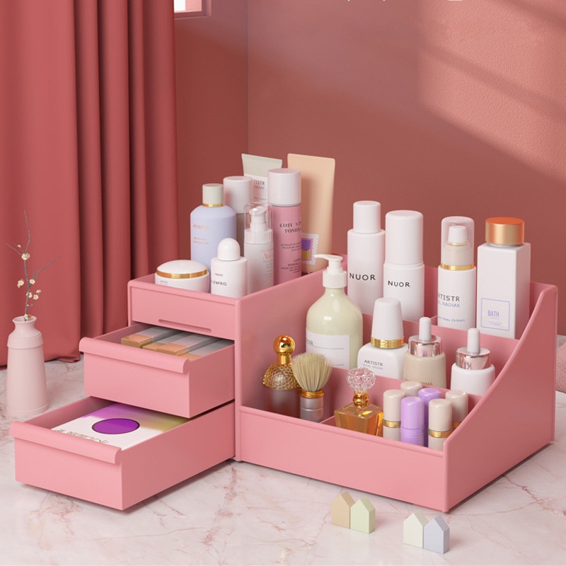 Organizador De Maquiagem Cosméticos Caixa De Armazenamento De Cosméticos De Grande Capacidade Organizador De Jóias De Mesa Recipiente De Gaveta De Maquiagem Para Esmaltes