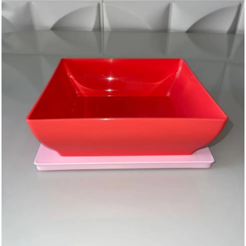 Tupperware Travessa Zen Line quadrada 1,75 L vermelha