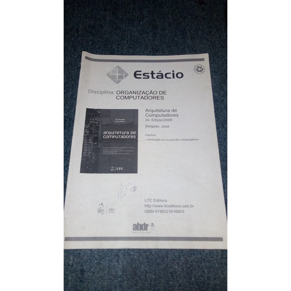 Apostila Arquitetura de Computadores Estácio de Sá ead (usado)