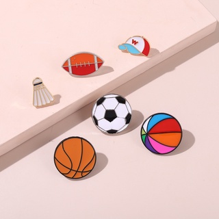 6 Estilos Esportes Esmalte Broche De Lapela Pin Badminton Futebol De Basquete Vôlei Chapéu Mochila Crachá Jóias Presente Coleção De Para Os Amigos