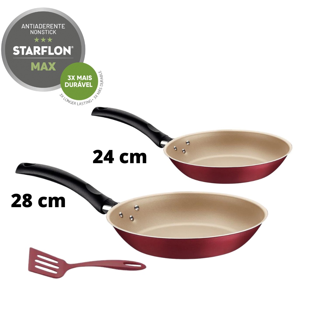 Jogo 2 Frigideiras Alumínio Antiaderente Tramontina Starflon + Espatula Tramontina Ability em Oferta na Shopee