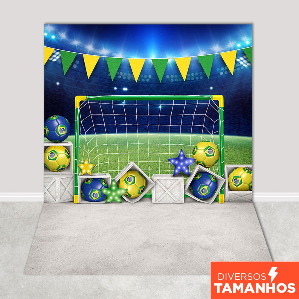 Fundo Fotográfico Copa Brasil Hexa Painel para Fotos Cenário Futebol em Tecido Sublimado