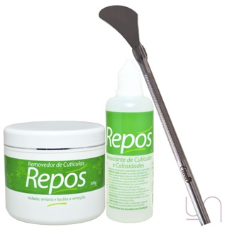 Kit Amaciante de Calos Repos 150ml + Removedor Calosidade Repos 120g + Espátula REF.222  Spa dos Pés em Oferta na Shopee