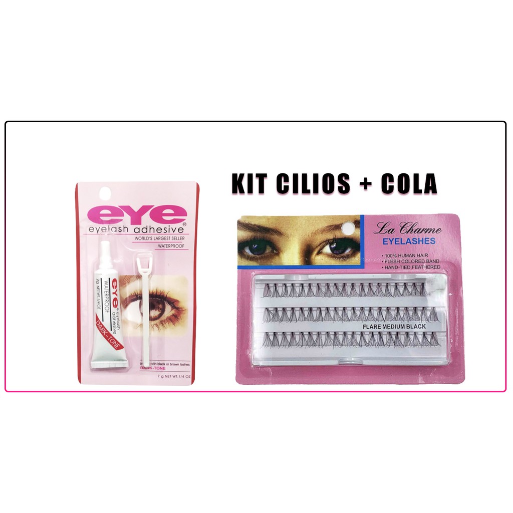 Kit Cola De Cílios Eye Eyelash Adhesive Dark tone Black + Cartela