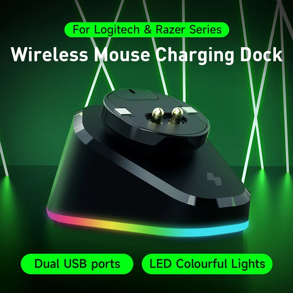 Carregador Sem Fio De Mouse Para Logitech Razer Ultimate Doca De Carregamento RGB Computador Ratos Carga De Energia