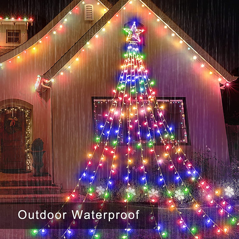Solar / plug-in à prova d'água 350 LED Star cachoeira Luzes de corda para  decoração de festa de festival de jardim de árvore de Natal | Shopee Brasil
