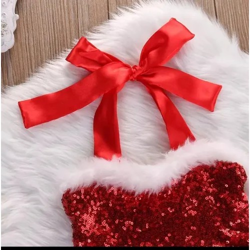 Vestido Roupa Fantasia Bebê Infantil Natal Mamãe Noel Luxo