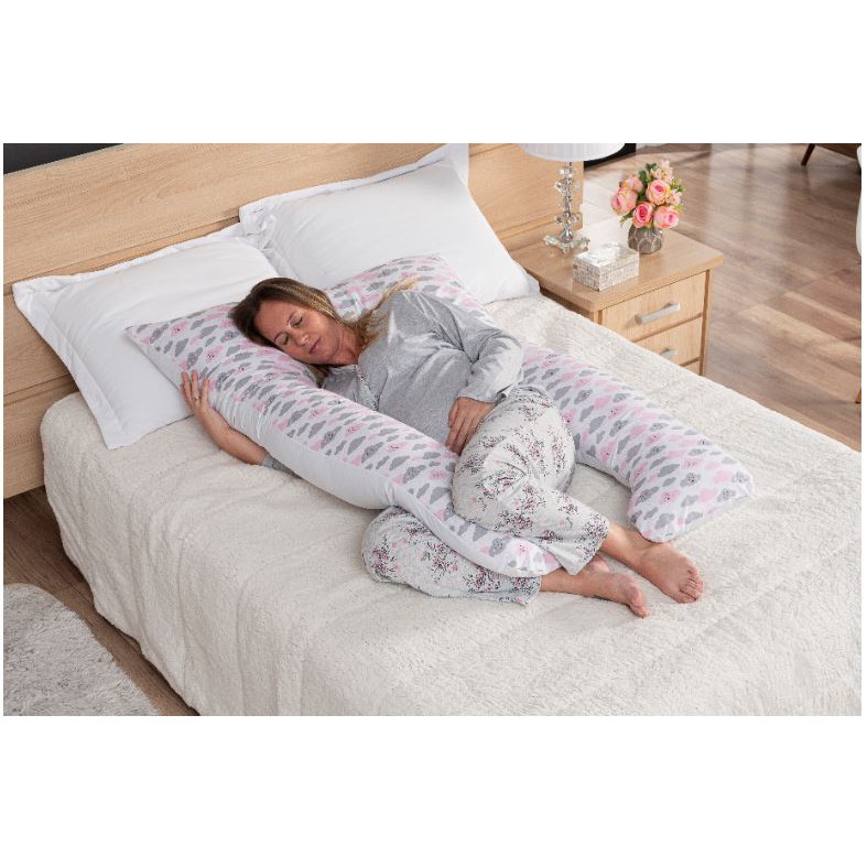 Travesseiro Gestante De Corpo Gravida Almofada Amamentação Nuvem Rosa