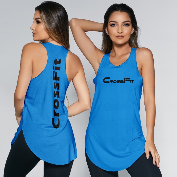 Blusa Feminina Regata Esportiva est. Crossfit 005 Academia Caminhada  cores academia