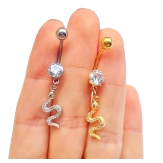 Piercing Umbigo C/Pingente De Cobra Crevejado Aço inox - a Pronta Entrega em Oferta na Shopee