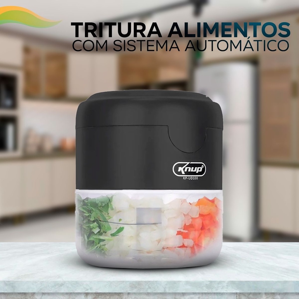 Mini Processador de Alimentos Triturador Eletrico Alho Sem Fio USB Knup KP-UD100